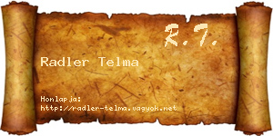 Radler Telma névjegykártya
